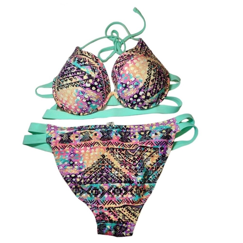 TiniBikini Womens XL Swimsuit Bikini set Beachy Coastal wire Push-up Bra strappy